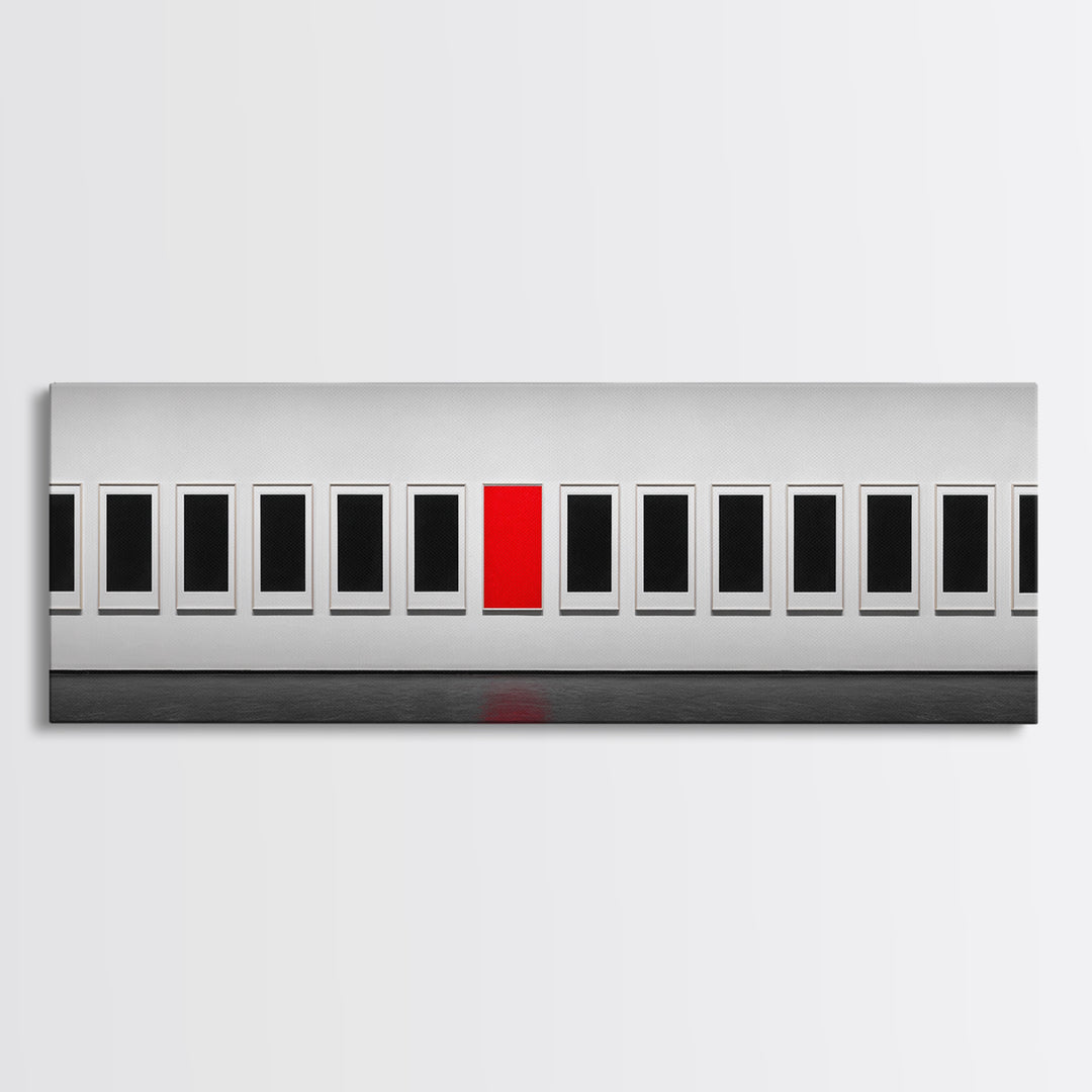Red Frame Gallery Wall Art, Minimalist Museum Painting, Modern Abstract Wall Decor, Statement Piece For Living Room Home Decor Gift