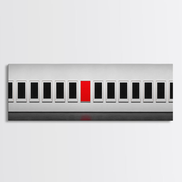 Red Frame Gallery Wall Art, Minimalist Museum Painting, Modern Abstract Wall Decor, Statement Piece For Living Room Home Decor Gift