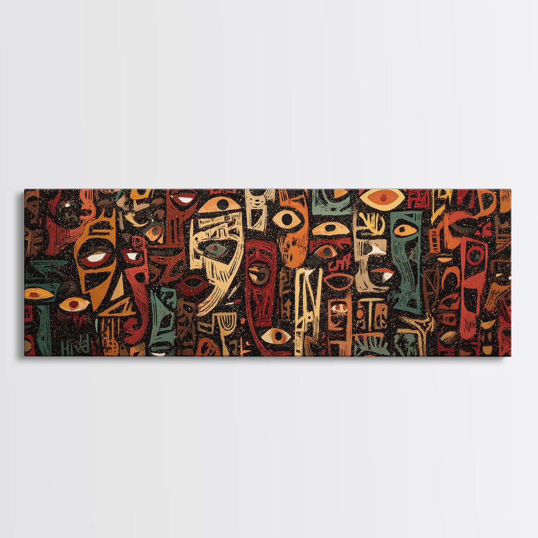 Abstract African Mask Canvas Print, Tribal Face Artwork, Afrocentric Wall Decor, Modern African Art For Bold Home Decor Gift