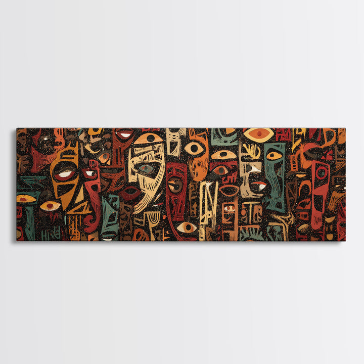 Abstract African Mask Canvas Print, Tribal Face Artwork, Afrocentric Wall Decor, Modern African Art For Bold Home Decor Gift