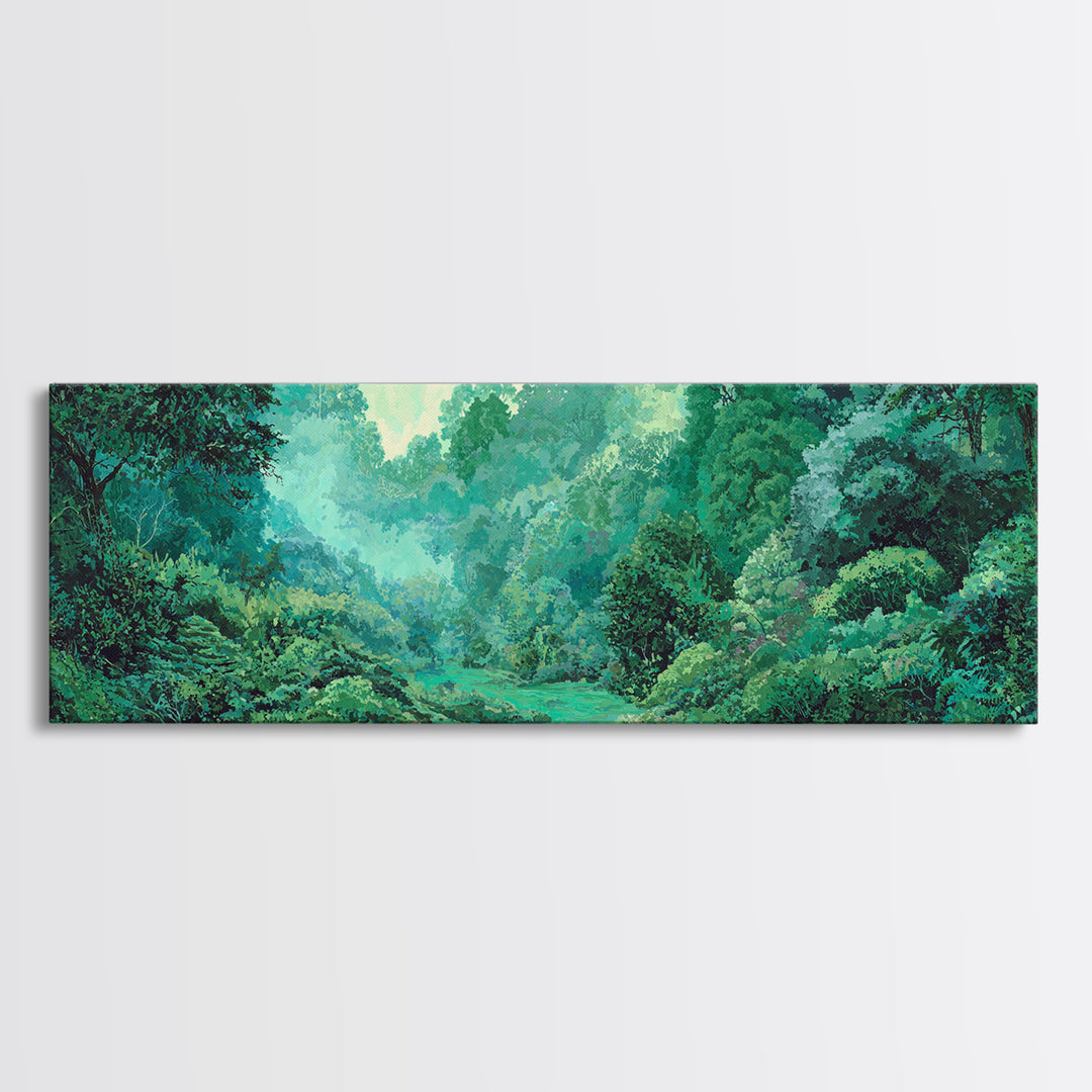 Misty Emerald African Rainforest Landscape Wall Art, Jungle African Safari Decor, Nature Scene Art, Green Living Room Decor
