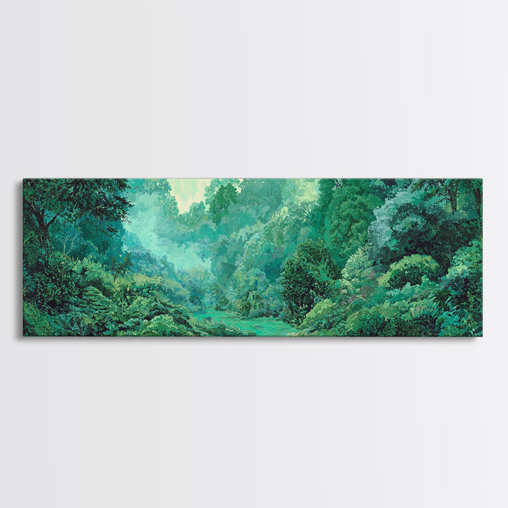 Misty Emerald African Rainforest Landscape Wall Art, Jungle African Safari Decor, Nature Scene Art, Green Living Room Decor