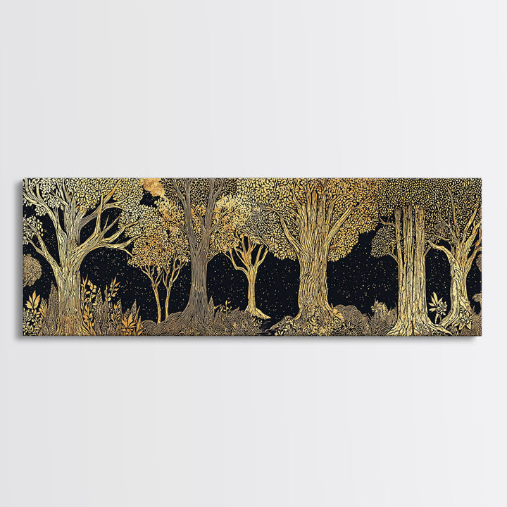 Black And Gold African Tree Forest Wall Art, Baobab Tree Print, Abstract African Art, Luxury Canvas Decor For Living Room