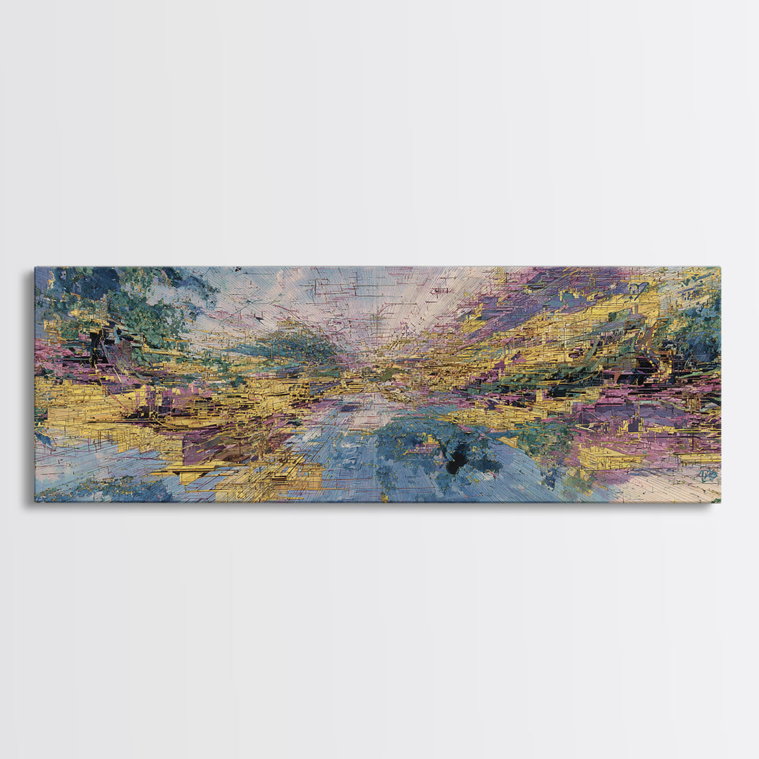 Pastel River Valley Abstract Landscape Wall Art, African Landscape, Modern Canvas Art, Earth Tone Wall Decor, Large Decor Art