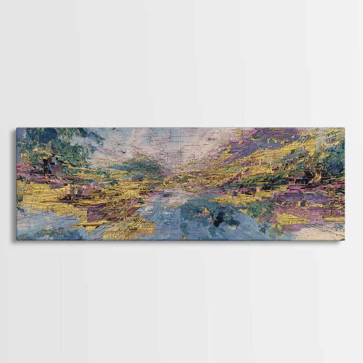 Pastel River Valley Abstract Landscape Wall Art, African Landscape, Modern Canvas Art, Earth Tone Wall Decor, Large Decor Art