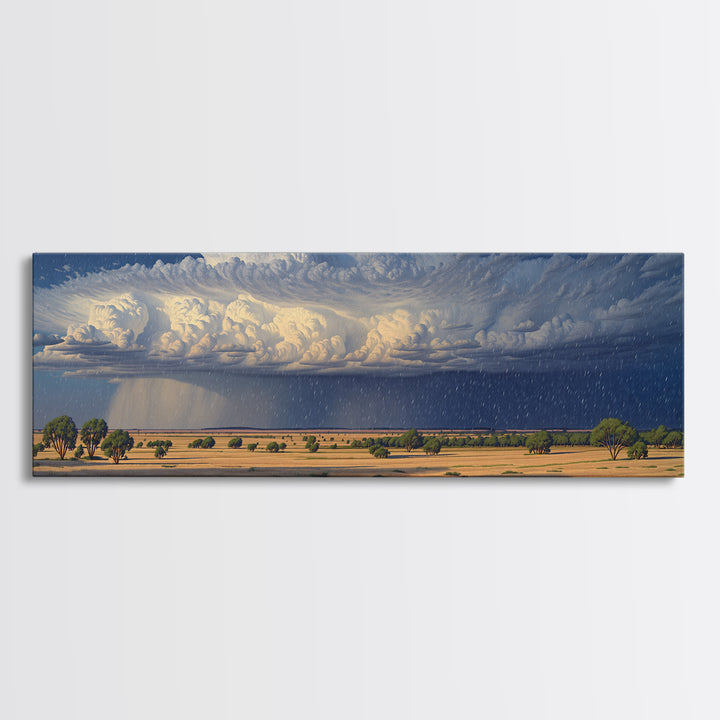 Savanna Storm Clouds With Acacia Trees Wall Art, African Safari Art, Serengeti Wall Art, Nature Scene Art, Living Room Decor
