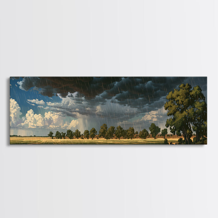 Dark Rainstorm Over Acacia Plain Canvas Print, African Landscape, African Safari Art, Nature Scene Art, Statement Wall Decor