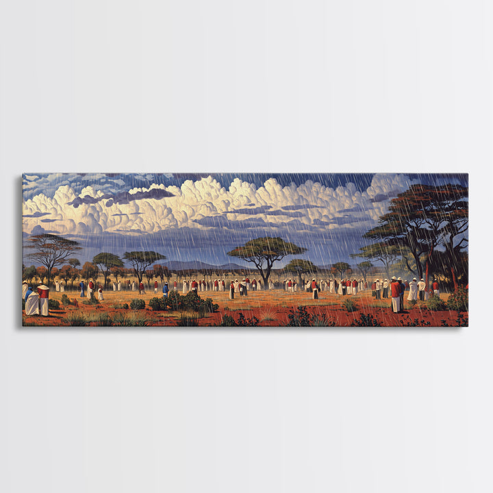 Rainy Acacia Plains Canvas Print, African Safari Landscape Wall Decor, Dramatic Cloud Art, Earth Tone Home Decor Gift For Him