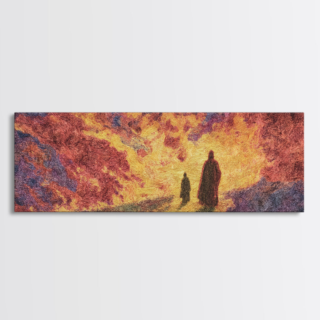 Fiery Abstract Journey Wall Art, African Inspired Orange Landscape, Dramatic Canvas Decor, Modern Statement Art Print Gift