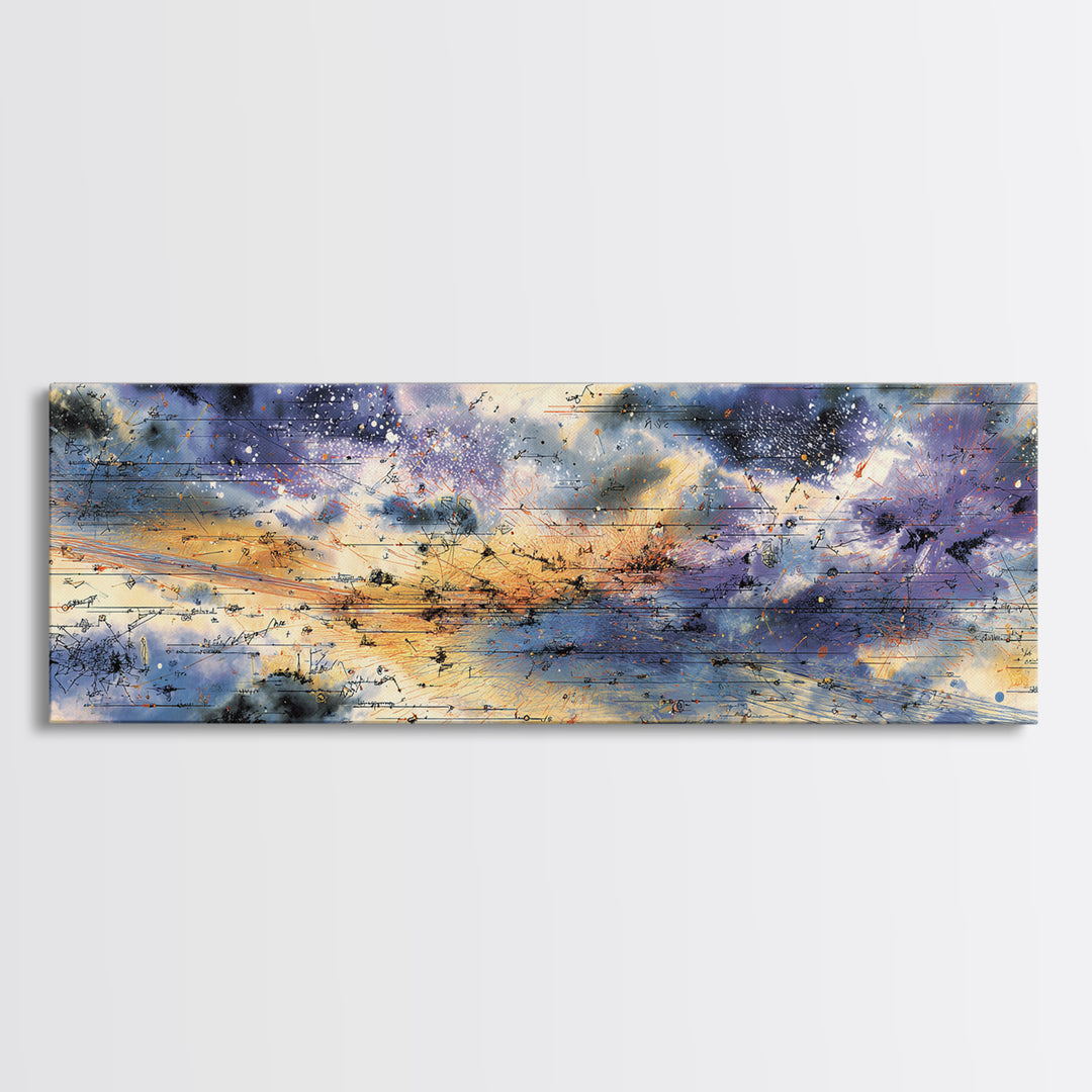 Stormy Abstract Horizon With Birds And Golden Light, African Inspired Canvas Print, Contemporary Wall Art, Elegant Home Decor