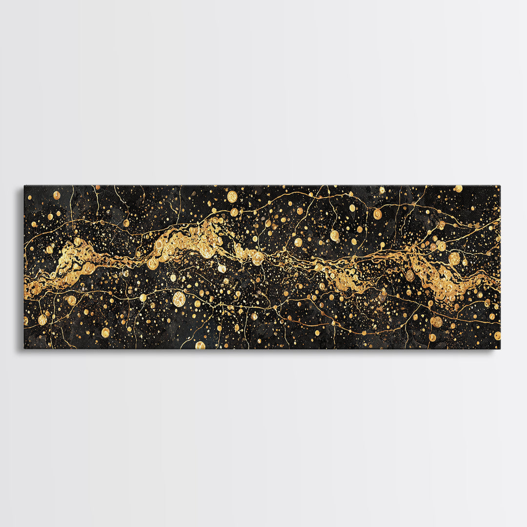 Black And Gold Abstract Splatter Wall Art, Luxury Canvas Print, Modern African Art Decor, Statement Living Room Decor, Office Decor