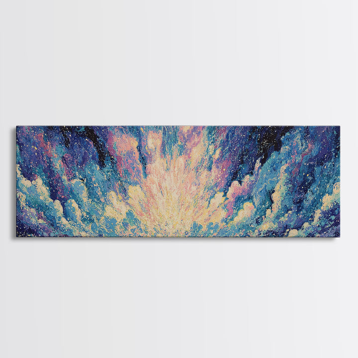 Cosmic Blue Ocean Sky Canvas Print, Abstract Wall Art, Dreamy Wall Art, Modern Canvas Art, Nature Scene Art, Bedroom Decor