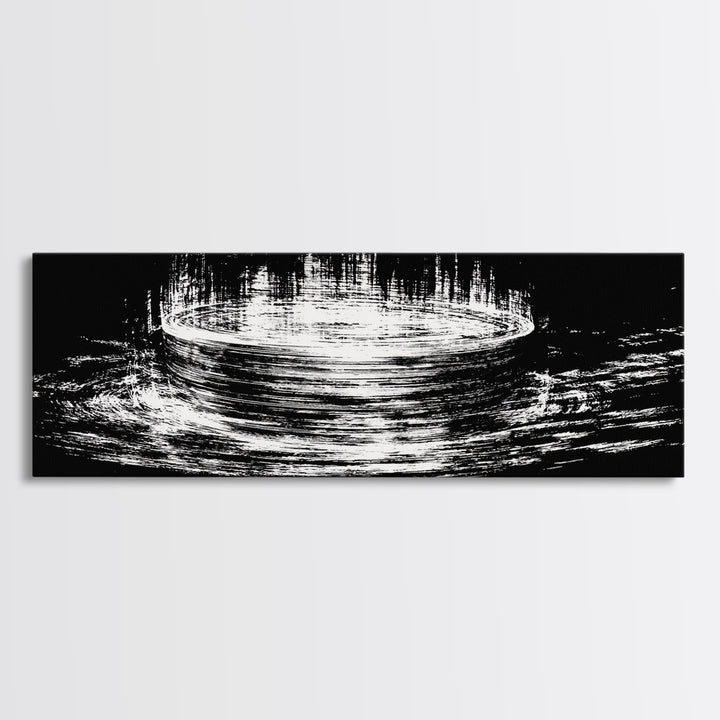 Black And White Lunar Water Ripple Wall Art, Minimalist Abstract Art, Modern Canvas Print, Meditation Room Decor, Dreamy Home Decor