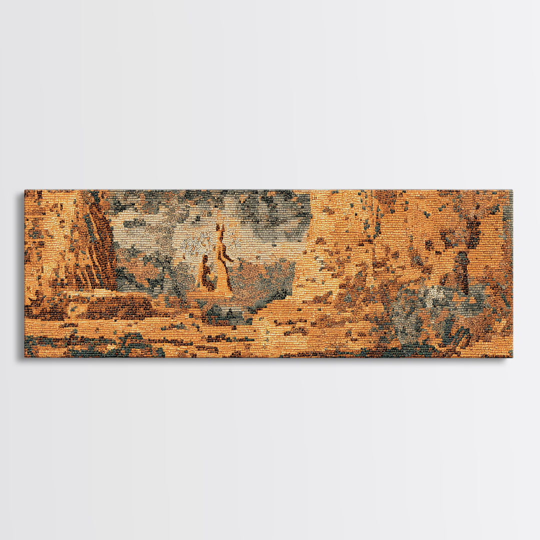 Burnt Orange Desert Canyon Landscape Canvas Print, African Safari Art, Nature Scene Art, Earth Tone Wall Art Decor, Large Decor Art