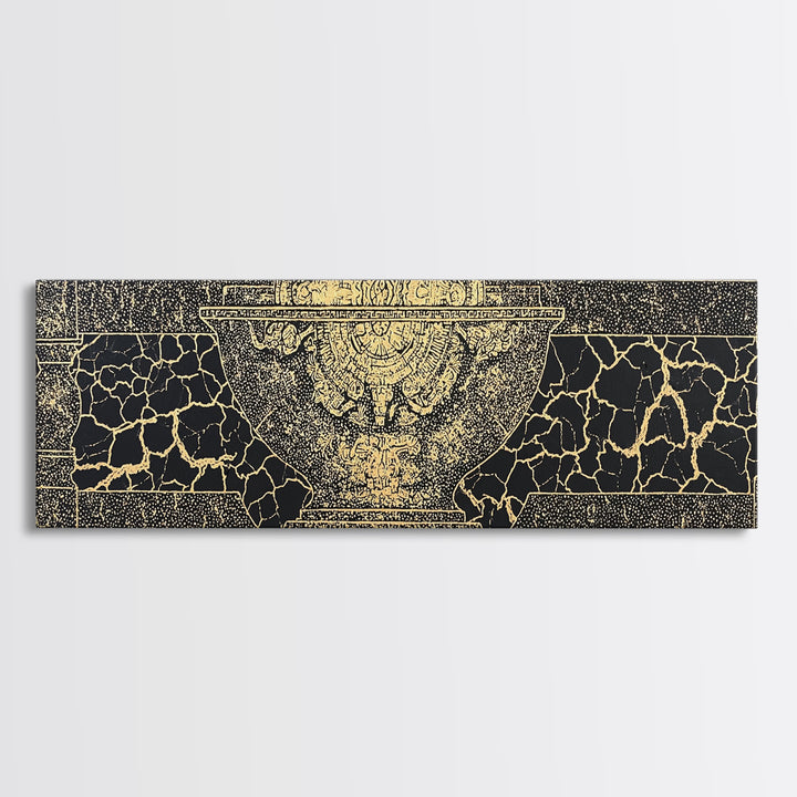Black Gold Ancient Vessel Pattern Wall Art, Abstract Art, Luxury Canvas Art, Elegant Home Decor, Statement Wall Decor, Gift For Him