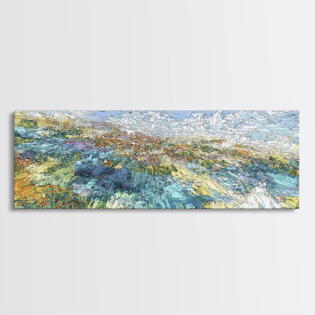 Wind Swept Abstract Coastal Fields Wall Art, Modern African Art Print, Textured Landscape Decor, Dreamy Panoramic Canvas
