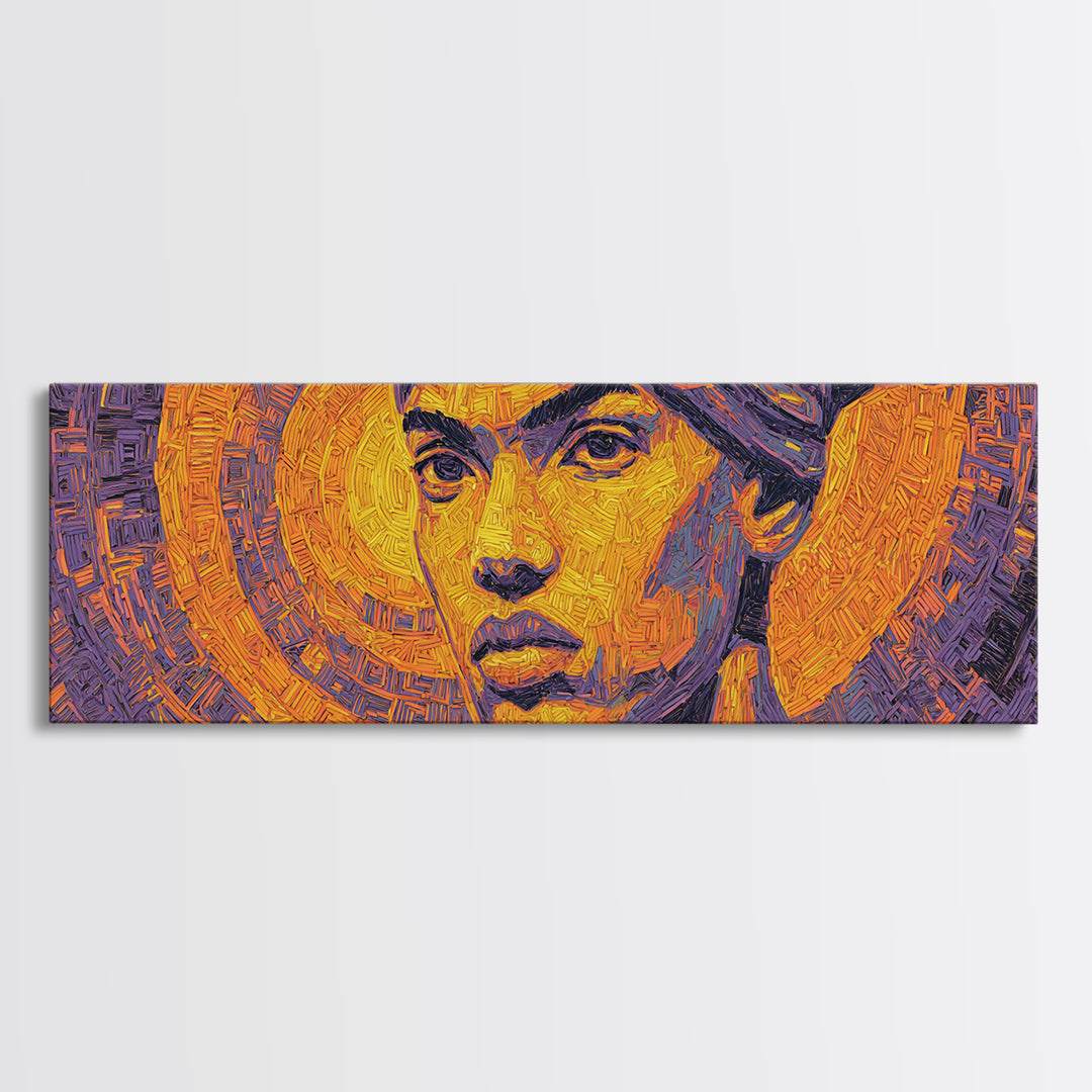Bold African Woman Geometric Portrait Canvas Print, Abstract Wall Art, Afrocentric Decor, Orange Purple Statement Piece Gift