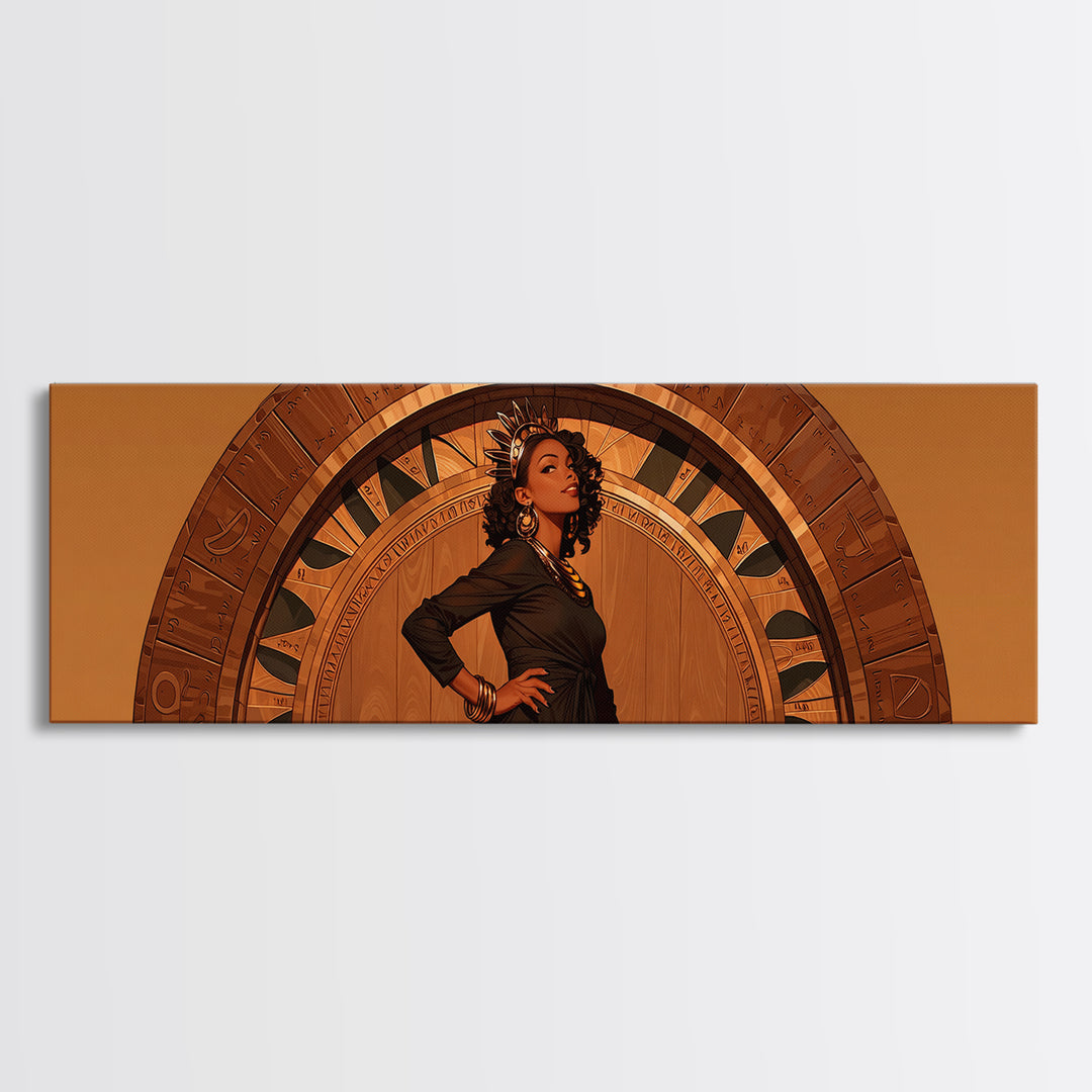 Elegant Black Woman Portrait In Orange Arch, African American Art Wall Art, Fashion Canvas Print, Stylish Home Decor Gift