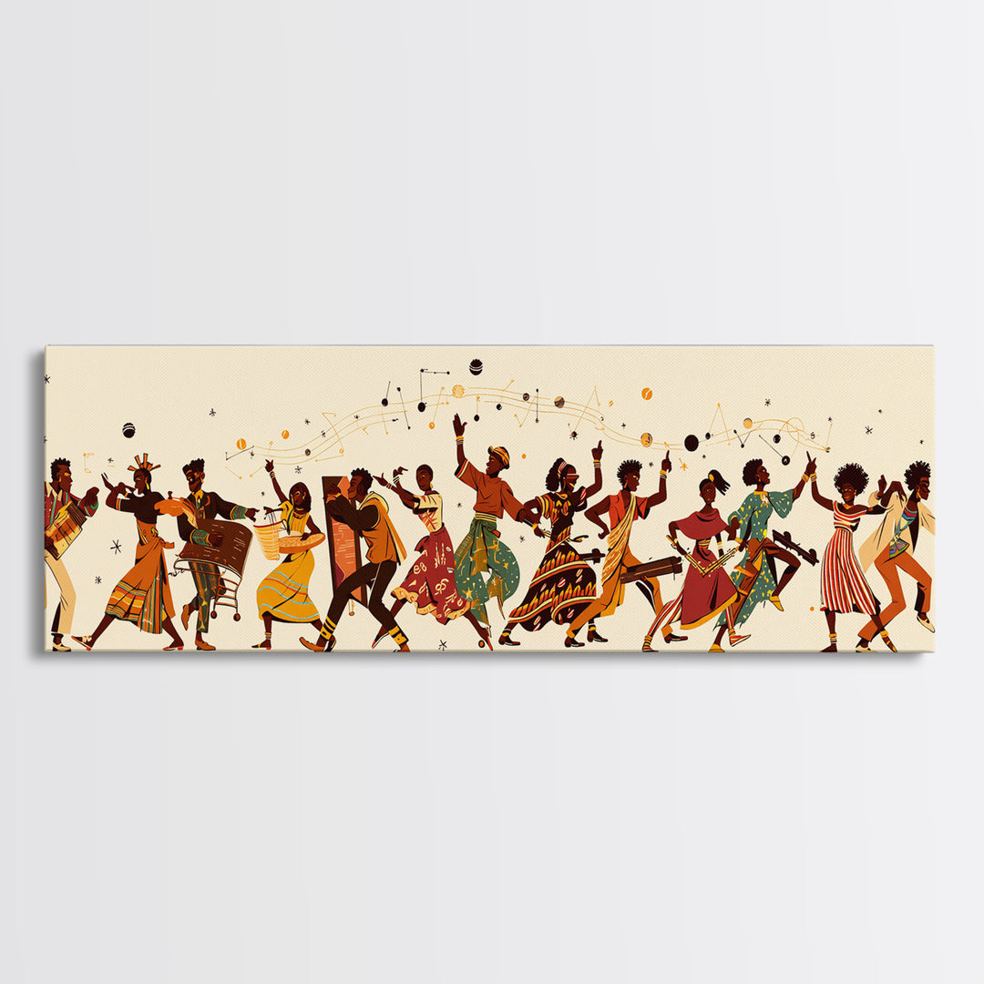 Joyful African Celebration Dancers Canvas Print, Afrocentric Wall Art, Black Women Art, Cultural Home Decor, Festive Gift