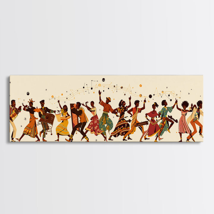 Joyful African Celebration Dancers Canvas Print, Afrocentric Wall Art, Black Women Art, Cultural Home Decor, Festive Gift
