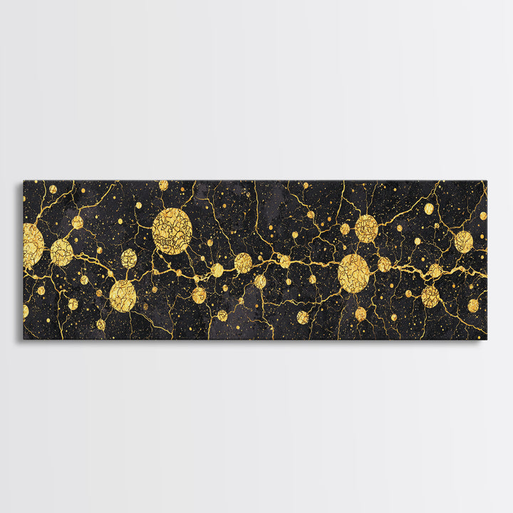 Black Marble Gold Constellation Abstract Wall Art, Luxury Canvas Print, Modern Geometric Living Room Decor Housewarming Gift
