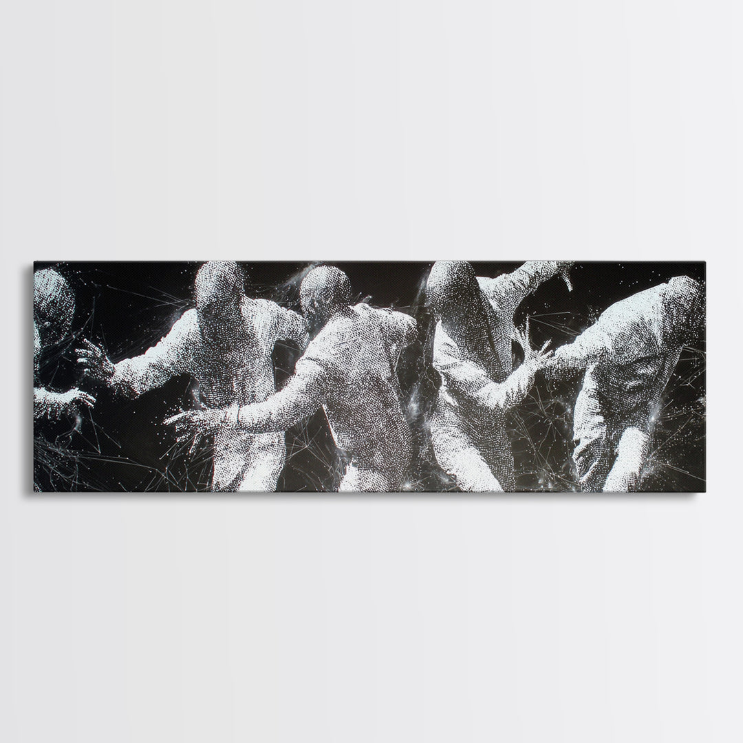 Black And White African Dancers In Dynamic Motion Wall Art, Abstract Canvas Print, Modern Cultural Statement Home Decor Gift