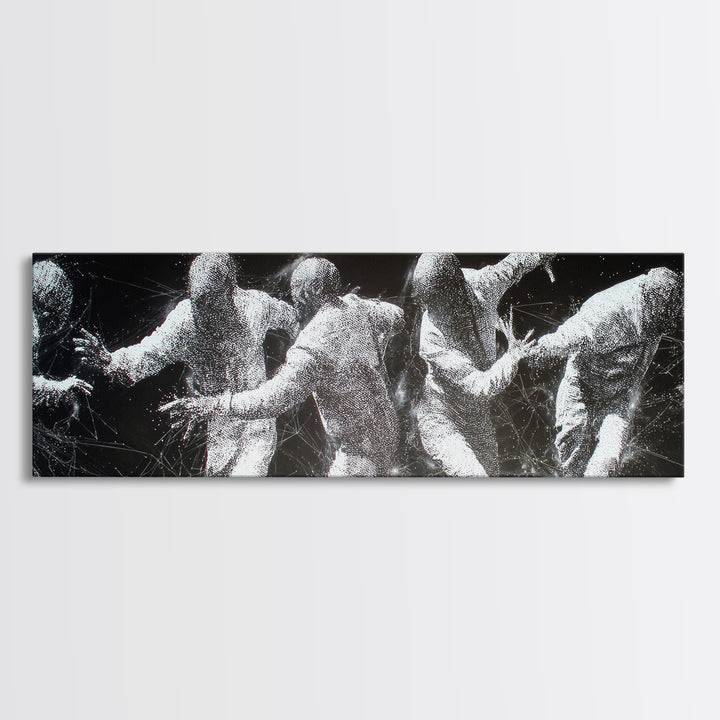 Black And White African Dancers In Dynamic Motion Wall Art, Abstract Canvas Print, Modern Cultural Statement Home Decor Gift