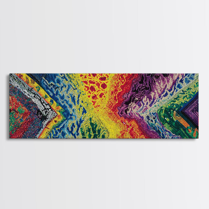 Explosive Rainbow Abstract Canvas Print, Textured African Inspired Landscape, Colorful Wall Art Decor, Modern Abstract Art