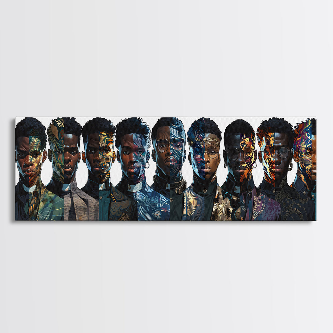 Afrofuturist Black Collective Portrait Wall Art, African American Art, Modern Afrocentric Decor, Bold Cultural Canvas Print