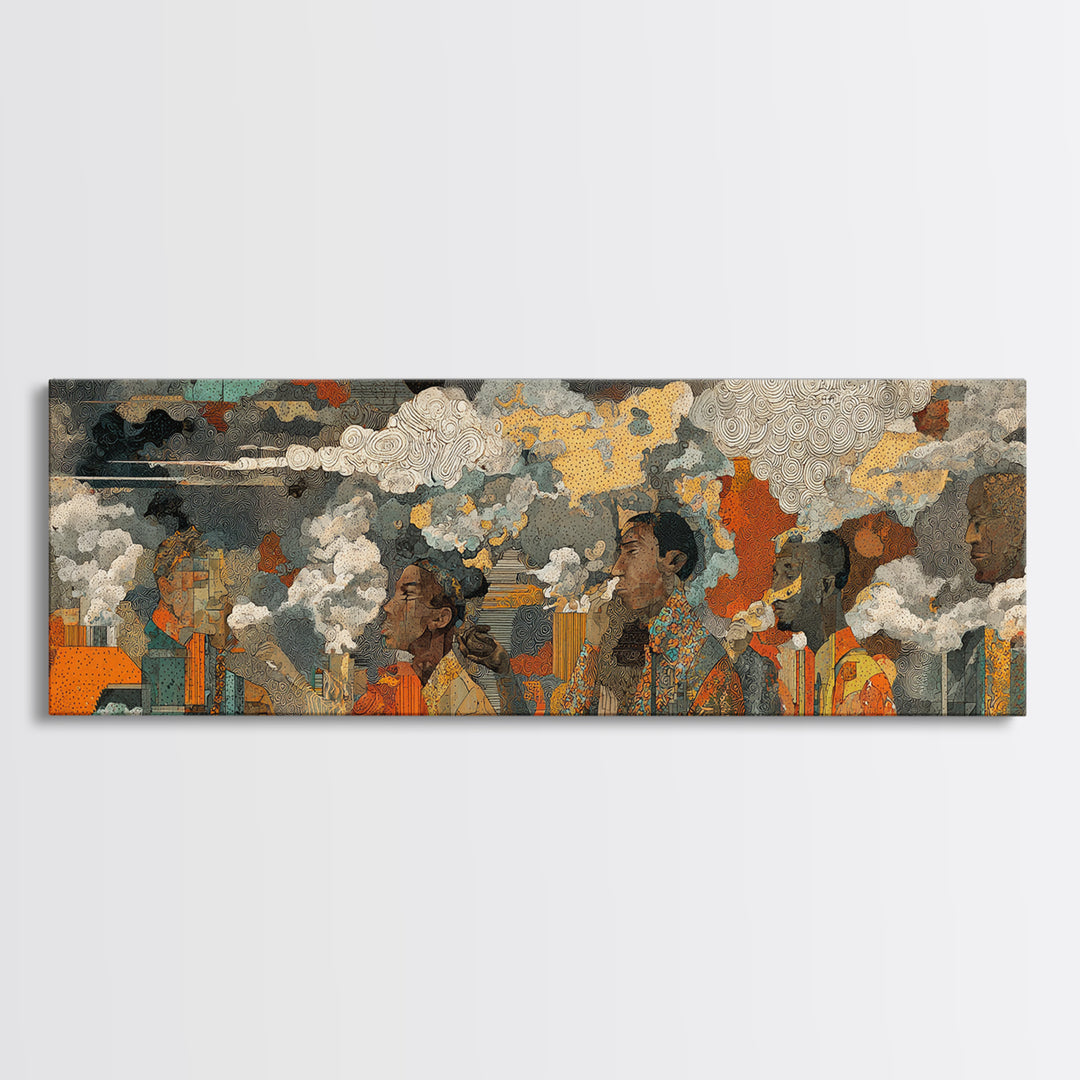 African Women Under Storm Clouds Wall Art, Cultural Portrait Canvas Print, Afrocentric Decor, Earth Tone Living Room Artwork
