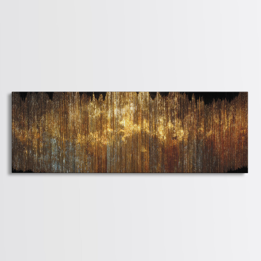 Golden Soundwave Light Abstract Wall Art, Luxury Canvas Art, Black And Gold Art, Statement Wall Decor, Elegant Home Art Print