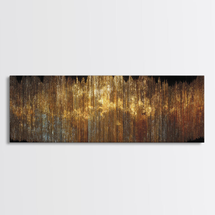 Golden Soundwave Light Abstract Wall Art, Luxury Canvas Art, Black And Gold Art, Statement Wall Decor, Elegant Home Art Print