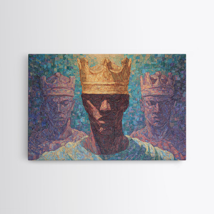 Impressionist Crowned African King Wall Art, Modern African Art Print, Black Culture Decor, Regal Portrait Canvas Print Gift