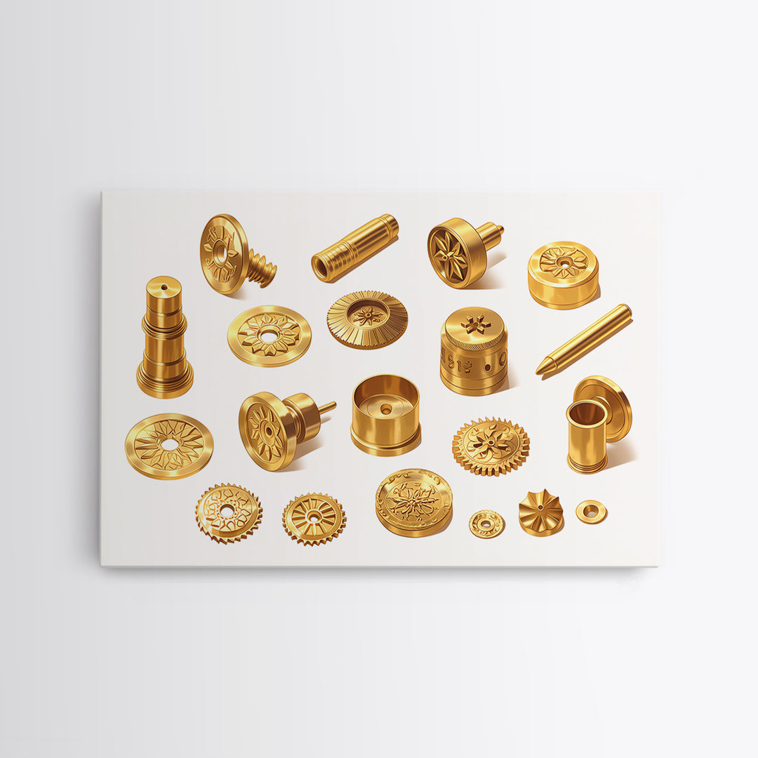 Golden Ornate Brass Hardware Study Canvas Print, Black And Gold Art, Luxury Canvas Art, Unique Home Office Decor, Men Gift