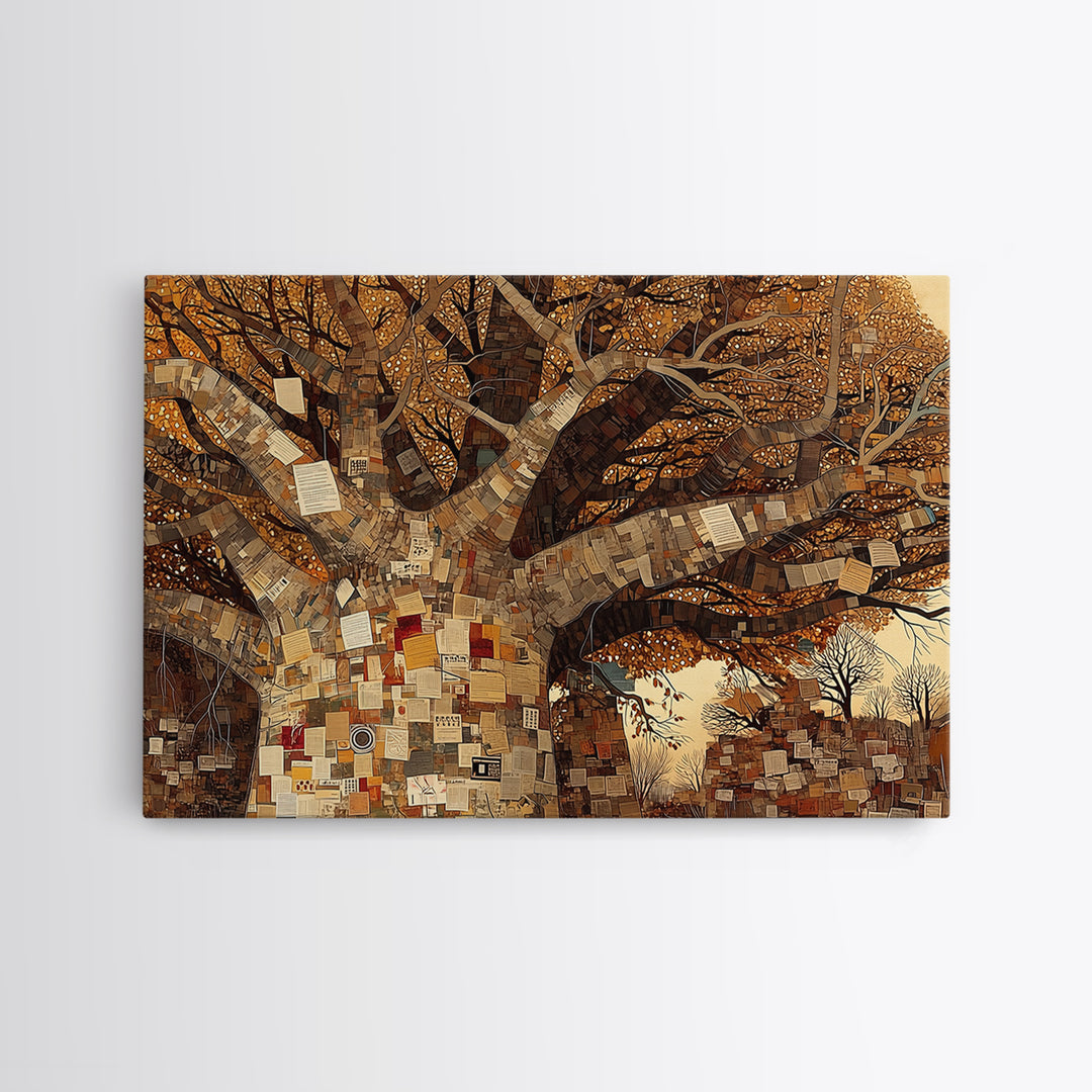 Baobab Tree Of Notes And Memories Wall Art, African Inspired, Mixed Media Canvas, Cultural Home Decor, Unique Wall Decor
