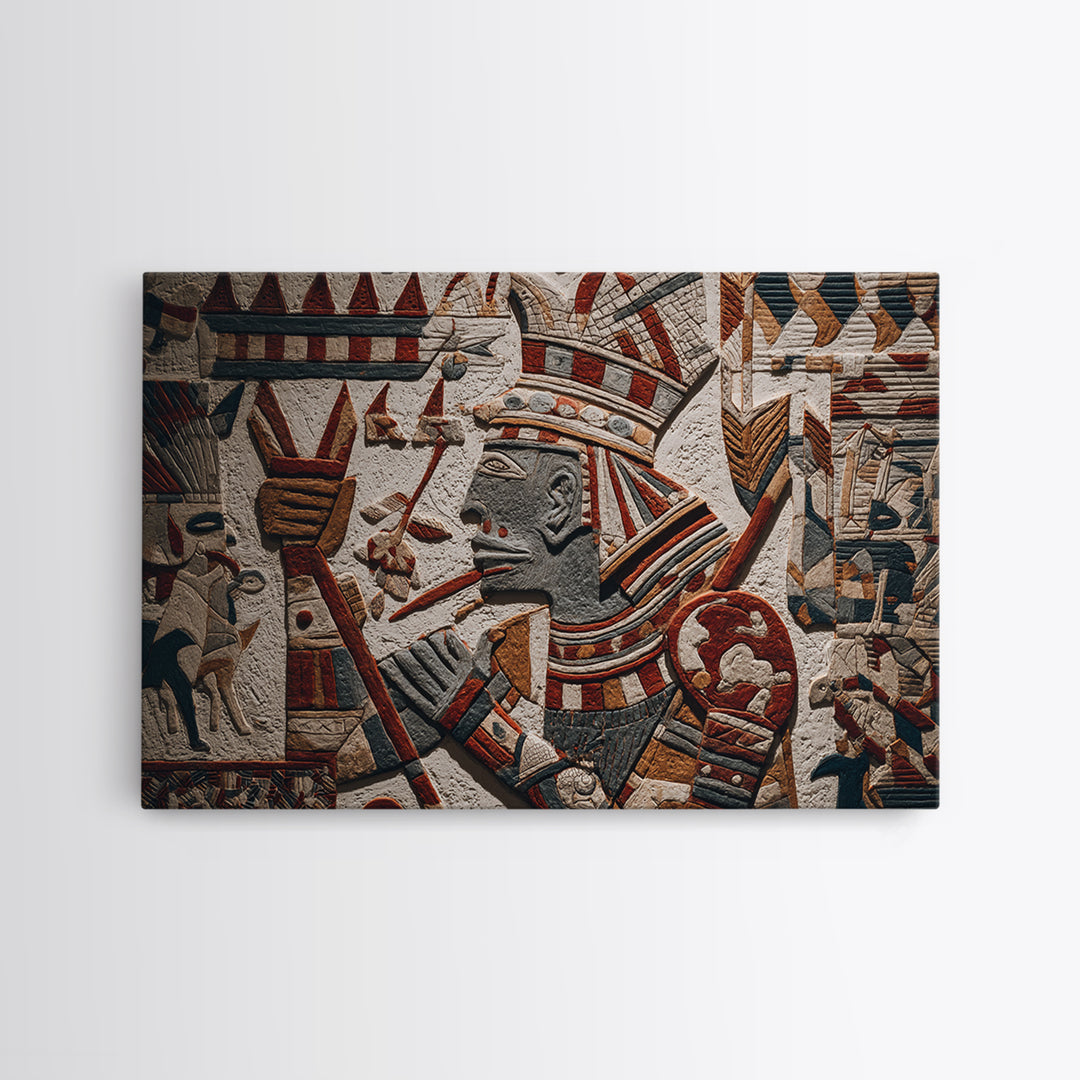 Ancient Egyptian Pharaoh Relief Wall Art, African Egyptian Art Print, Tribal Stone Texture, Cultural Home Decor Gift For Living Room