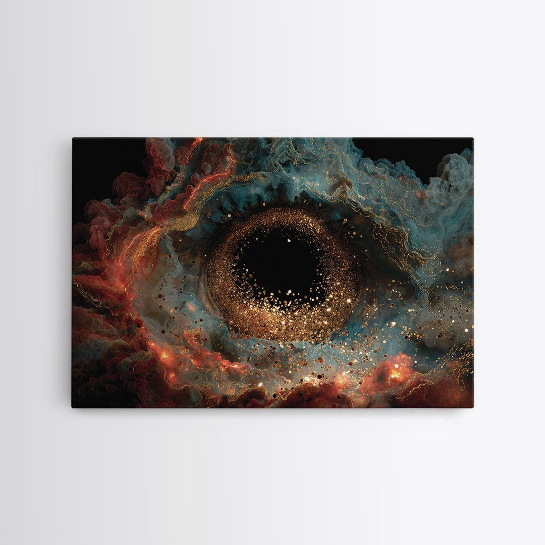 Colorful Nebula Black Hole Canvas Print, Dreamy Wall Art, Vibrant Abstract Art, Modern Canvas Art, Bold Unique Home Decor Gift