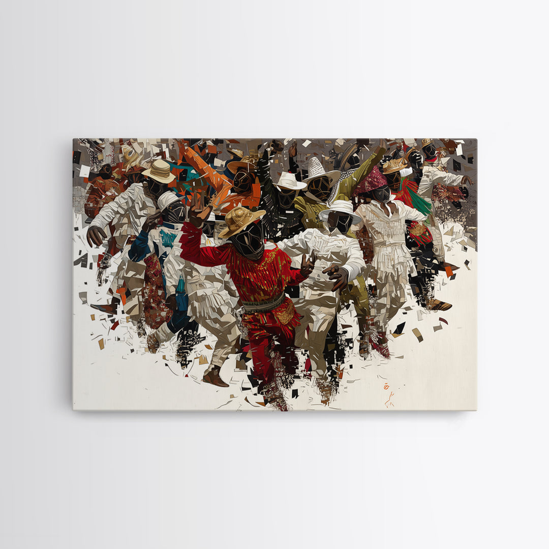 Joyful African Festival Dancers Wall Art, Afrocentric Celebration Canvas Print, Cultural Home Decor, Vibrant Black Artwork