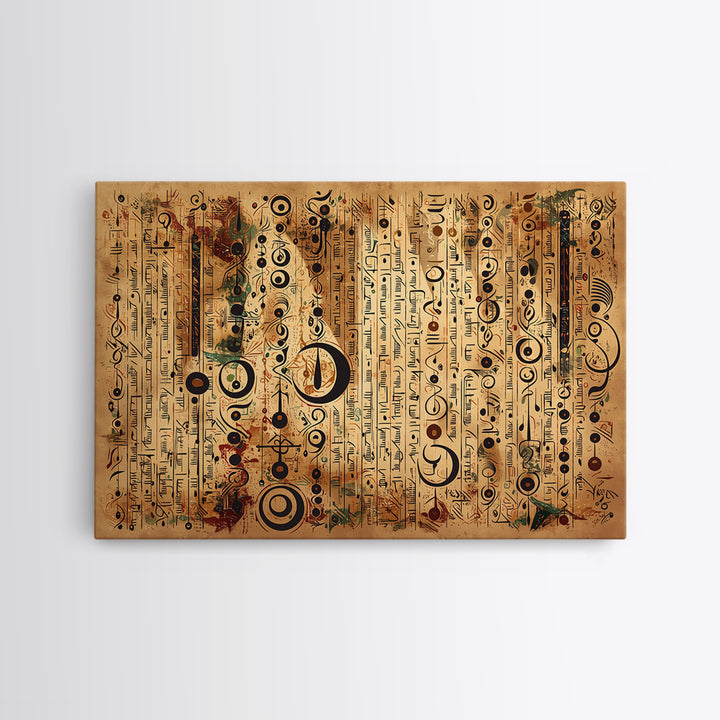 Ancient African Symbol Parchment Wall Art, Abstract African Art, Tribal Patterns, Afrocentric Decor, Cultural Canvas Print