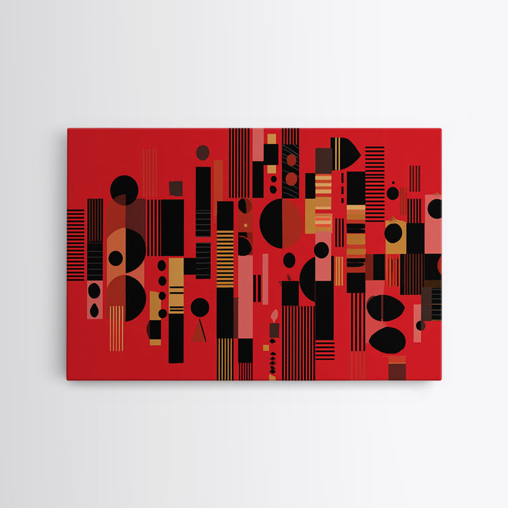 Red Black Geometric Abstract Wall Art, Modern African Art Print, Bold Urban Decor, Contemporary Canvas Print Statement Gift