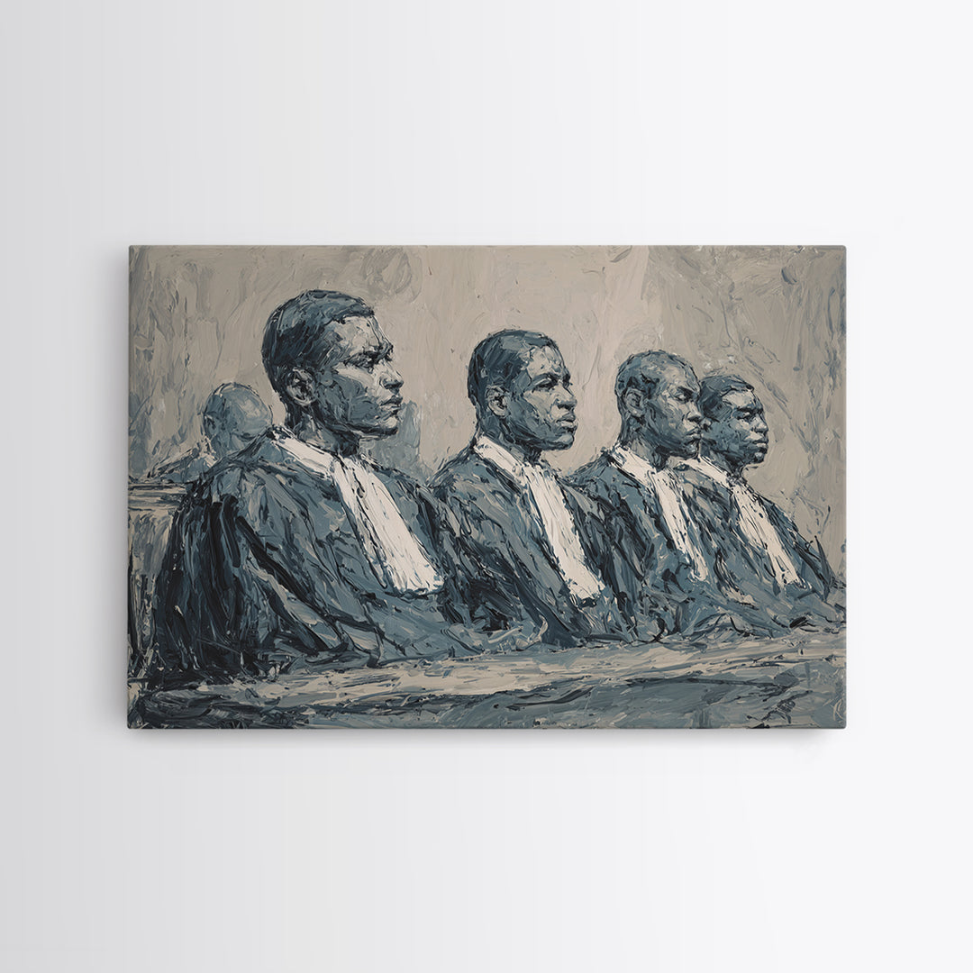 Distinguished Black Judges Framed Canvas Print, African American Art, Legal Portrait Wall Decor For Office And Study Room