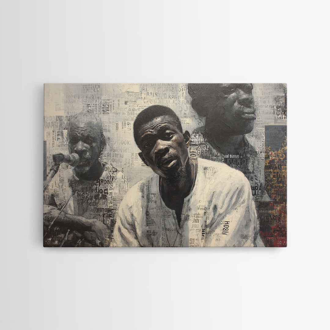Textured Black Musicians Portrait Wall Art, African American Art Print, Black Culture Art, Modern Afrocentric Home Decor