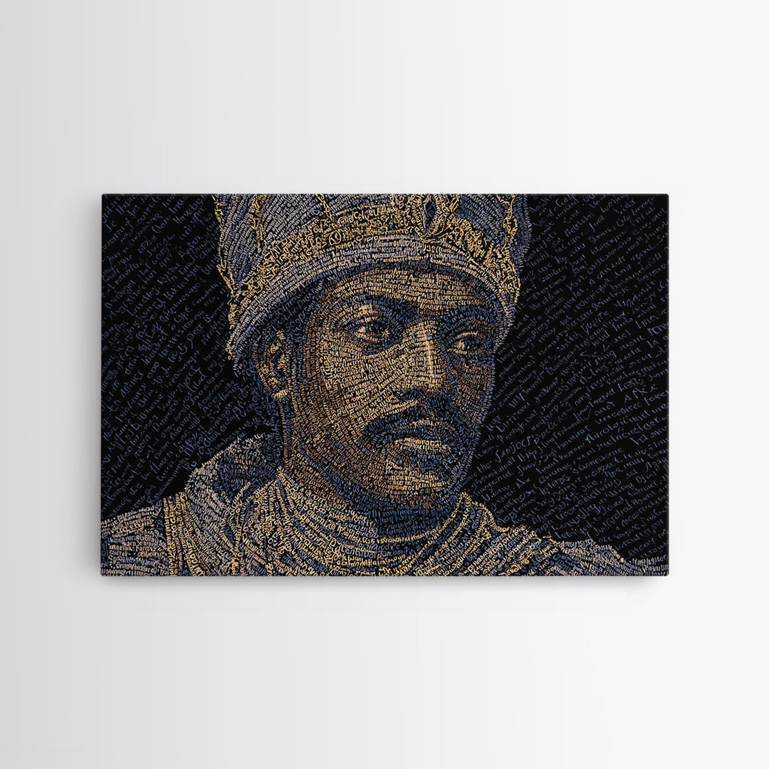 Regal African King Portrait Canvas Print, Black Man Art, African American Art, Gold Jewelry Canvas, Afrocentric Wall Decor