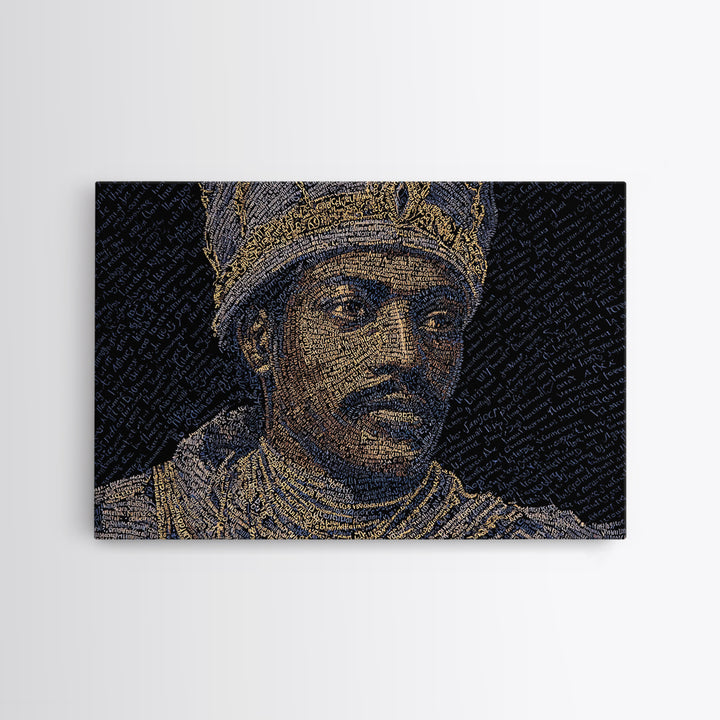 Regal African King Portrait Canvas Print, Black Man Art, African American Art, Gold Jewelry Canvas, Afrocentric Wall Decor