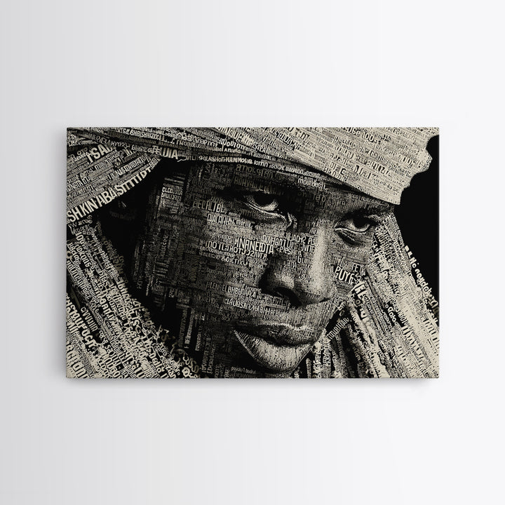 Monochrome African Woman Portrait Wall Art, Black Female Art, Abstract Face Art, Tribal Queen Art, Modern Black Home Decor