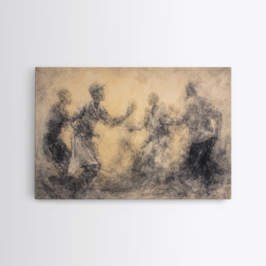 Charcoal African Celebration Dance Wall Art, Black Figures Sketch, Cultural Art Print, Traditional African Home Decor Gift