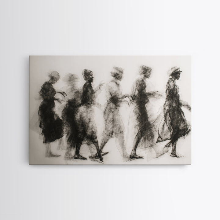 Black Women Procession Sketch Wall Art, Elegant Woman Art, African Women Art, Feminine Wall Decor, Minimalist Home Decor
