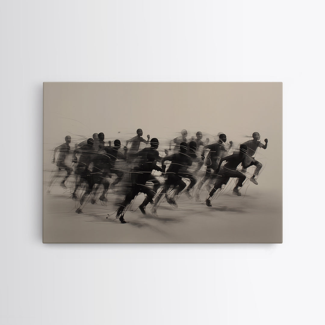 Sepia African Runners In Motion Canvas Print, Athletic Black Art, Modern African Art Decor, Dynamic Race Wall Decor Gift