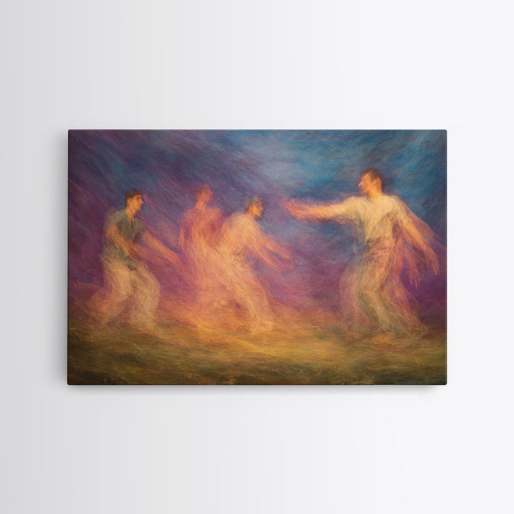 Colorful Spirit Dancers In Motion Wall Art, African Celebration Print, Abstract Ethnic Decor, Dreamy Modern Canvas Art Gift