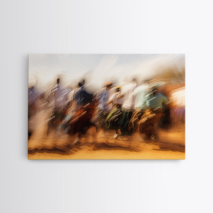 Sunlit African Crowd Procession Wall Art, Motion Blur Cultural Art Print, Black People Decor, Modern Canvas Home Decor Gift